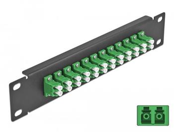 Delock 10" patch panel pro optická vlákna, 12 portů, LC Duplex, zelený, 1U, černý