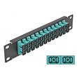 Delock 10" patch panel pro optická vlákna, 12 portů, SC Duplex, sv. modrý, 1U, černý