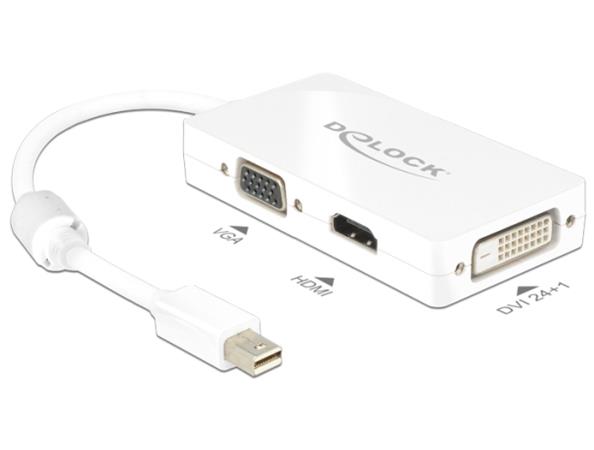 Delock Adaptér mini Displayport 1.1 samec > VGA / HDMI / DVI samice pasivní bílá