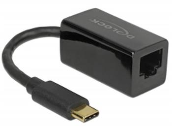 Delock Adaptér Super Speed USB (USB 3.1 Gen 1) s USB Type-C™ samec > Gigabit LAN 10/100/1000 Mbps kompaktní černý