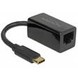 Delock Adaptér Super Speed USB (USB 3.1 Gen 1) s USB Type-C™ samec > Gigabit LAN 10/100/1000 Mbps kompaktní černý