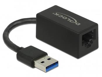 Delock Adaptér Super Speed USB (USB 3.2 Gen 1) s USB Typ-A samec > Gigabit LAN 10/100/1000 Mbps kompaktní černý