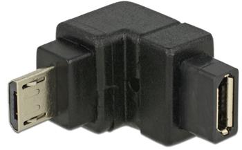 Delock adaptér USB 2.0 Micro-B samec > USB 2.0 Micro-B samice pravoúhlá dolů