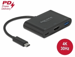 Delock Adaptér USB Type-C™ na HDMI 4K, 30 Hz, s PD USB Typu-A a USB Type-C™ PD