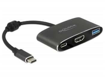 Delock Adaptér USB Type-C™ samec > HDMI samice (DP Alt Mód) 4K 30 Hz + USB Typ-A + USB Type-C™ PD