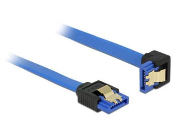 Delock Cable SATA 6 Gb/s receptacle straight > SATA receptacle downwards angled 100 cm blue with gold clips
