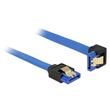 Delock Cable SATA 6 Gb/s receptacle straight > SATA receptacle downwards angled 20 cm blue with gold clips