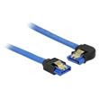Delock Cable SATA 6 Gb/s receptacle straight > SATA receptacle left angled 50 cm blue with gold clips