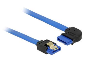 Delock Cable SATA 6 Gb/s receptacle straight > SATA receptacle right angled 20 cm blue with gold clips