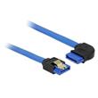 Delock Cable SATA 6 Gb/s receptacle straight > SATA receptacle right angled 20 cm blue with gold clips