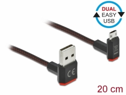 Delock Kabel EASY-USB 2.0 Typ-A samec na EASY-USB Typ Micro-B samec pravoúhlý nahoru / dolů 0,2 m černý