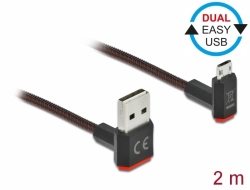 Delock Kabel EASY-USB 2.0 Typ-A samec na EASY-USB Typ Micro-B samec pravoúhlý nahoru / dolů 2 m černý