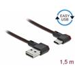 Delock Kabel EASY-USB 2.0 Typ-A samec na USB Type-C™ samec pravoúhlý levý / pravý 1,5 m černý