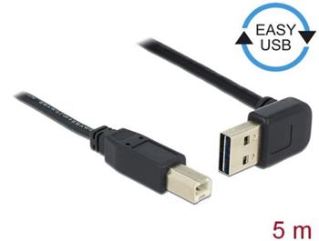 Delock Kabel EASY-USB 2.0 Typ-A samec pravoúhlý nahoru / dolů > USB 2.0 Typ-B samec 5 m