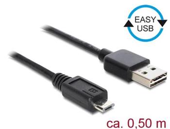 Delock Kabel EASY-USB 2.0 Typ-A samec > USB 2.0 Typ Micro-B samec 50 cm černá