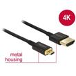 Delock Kabel High Speed HDMI s Ethernetem - HDMI-A samec > HDMI Micro-D samec 3D 4K 1 m Slim Premium