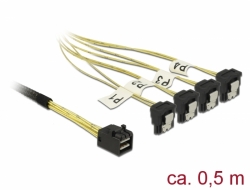 Delock Kabel Mini SAS HD SFF-8643 > 4 x SATA 7 Pin pravoúhlý 0,5 m
