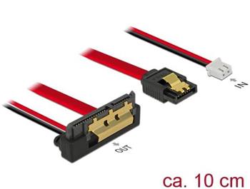 Delock Kabel SATA 6 Gb/s 7 pin samice + 2 pin napájecí samice > SATA 22 pin samice pravoúhlý dolů (5 V) kovový 10 cm