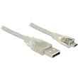 Delock Kabel USB 2.0 Typ-A samec > USB 2.0 Micro-B samec 0,5m transparentní