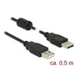 Delock Kabel USB 2.0 Typ-A samec > USB 2.0 Typ-A samec 0,5 m černý