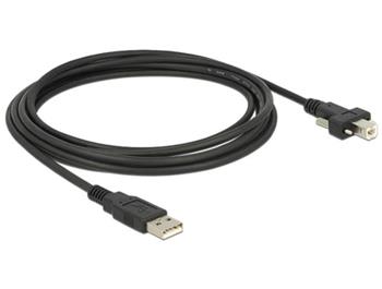 Delock kabel USB 2.0 typ A samec > USB 2.0 typ B samec se šroubky 3m