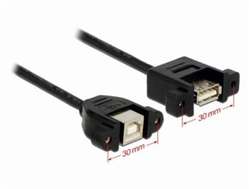 Delock kabel USB 2.0 Type-B samice přišroubovatelná > USB 2.0 Type-A samice přišroubovatelná 25 cm