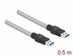 Delock Kabel USB 3.2 Gen 1 Typu-A samec na Typu-A samec, s kovovým opláštěním, 0,5 m