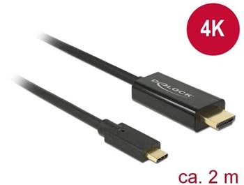 Delock kabel USB Type-C™ male > HDMI male (DP Alt Mode) 4K 30 Hz 2 m black