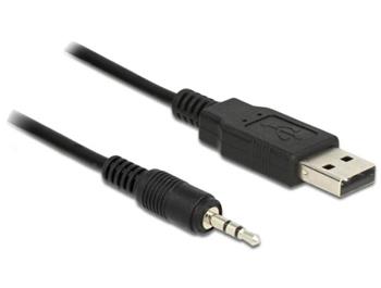Delock Konvertor mezi USB 2.0 Typ-A samec a 3-kolíkovým sériovým TTL stereo konektorem 3,5 mm, délka 1,8 m (5 V)