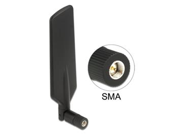 Delock LTE anténa SMA 0.5 ~ 3 dBi všesměrová otočná s flexibilním kloubem- černá