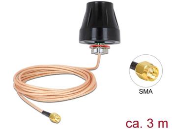 Delock LTE / GSM / UMTS Anténa SMA samec 2 dBi všesměrová pevná s připojovací kabel (RG-316U, 3 m) venkovní černý