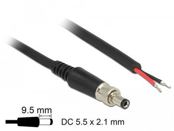 Delock Napájecí kabel DC 5,5 x 2,1 x 9,5 mm šroubovací s odhalenými konci drátů 95 cm