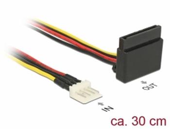 Delock Napájecí kabel SATA 15 pin samice > 4 pin floppy samec kovový 30 cm