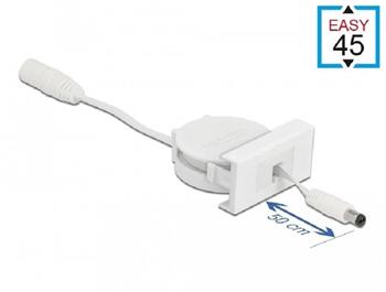 Delock Napájecí zatažitelný kabel modulu Easy 45, stejnosměrný, rozměr 5,5 x 2,1 mm, zásuvka / zástrčka, bílý