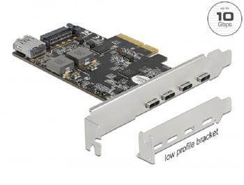 Delock PCI Express x4 Karta na 4 x USB Type-C™ + 1 x USB Typ-A - SuperSpeed USB 10 Gbps - Low Profile