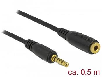 Delock Prodlužovací kabel Stereo Jack 3,5 mm 5 pin samec na samici 0,5 m černý