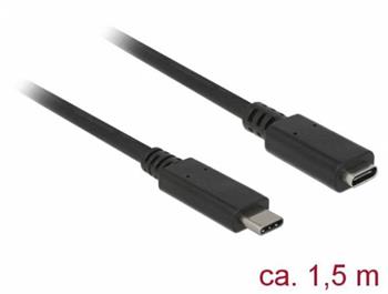 Delock Prodlužovací kabel SuperSpeed USB (USB 3.1 Gen 1) USB Type-C™ samec > port samice 3 A 1,5 m černý