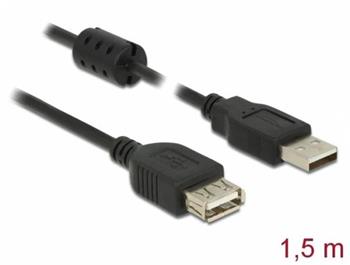 Delock Prodlužovací kabel USB 2.0 Typ-A samec > USB 2.0 Typ-A samice 1,5 m černý