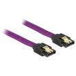 Delock SATA kabel 6 Gb/s 30 cm přímý/přímý, kovové svorky, fialový Premium