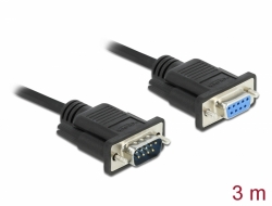 Delock Sériový kabel rozhraní RS-232 Sub-D9, ze zástrčkového na zásuvkový, délky 3 m