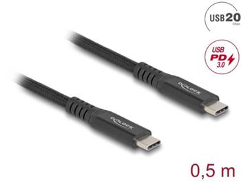 Delock Síťový kabel RJ45 Cat.8.1 S/FTP, zalomený dolů o 90° / přímý, 5 m, černý