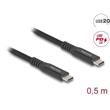 Delock Síťový kabel RJ45 Cat.8.1 S/FTP, zalomený dolů o 90° / přímý, 5 m, černý