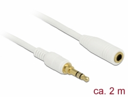 Delock Stereo Jack prodlužovací kabel 3,5 mm 3 pin samec na samici 2 m bílá