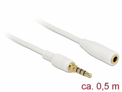 Delock Stereo Jack prodlužovací kabel 3,5 mm 4 pin samec na samici 0,5 m bílá