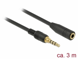 Delock Stereo Jack prodlužovací kabel 3,5 mm 4 pin samec na samici 3 m černý