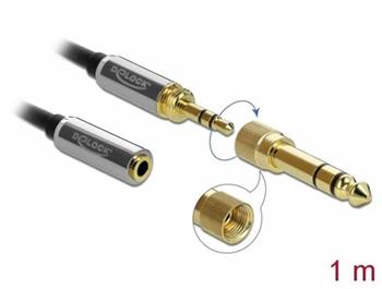 Delock Stereofonní prodlužovací kabel s tríkolíkovou zástrckou 3,5 mm na zásuvku rozmeru 6,35 mm 1m