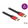 Delock Ultra vysokorychlostní HDMI kabel, 48 Gbps, 8K 60 Hz, červená 3 m certifikovaný