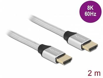 Delock Ultra vysokorychlostní HDMI kabel, 48 Gbps, 8K 60 Hz, stříbrná 2 m certifikovaný