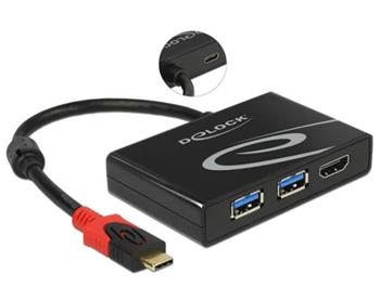 Delock USB 3.1 Gen 1 Adaptér USB Type-C™ samec > 2 x USB 3.0 Typ-A samice + 1 x HDMI samice (DP Alt Mód) 4K 30 Hz