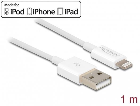 Delock USB datový a napájecí kabel pro iPhone™, iPad™, iPod™ bílý 1 m